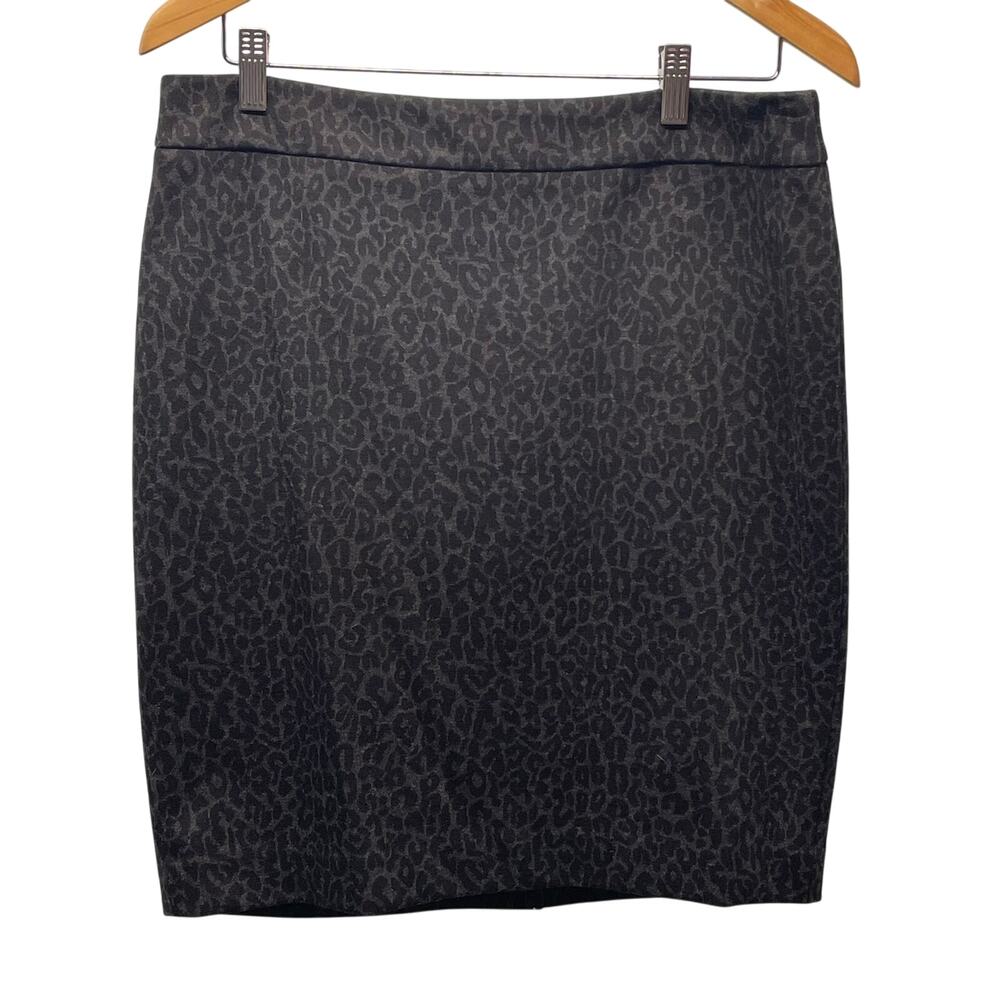 LOFT Black Grey Black Animal Print Pencil Skirt 10P?